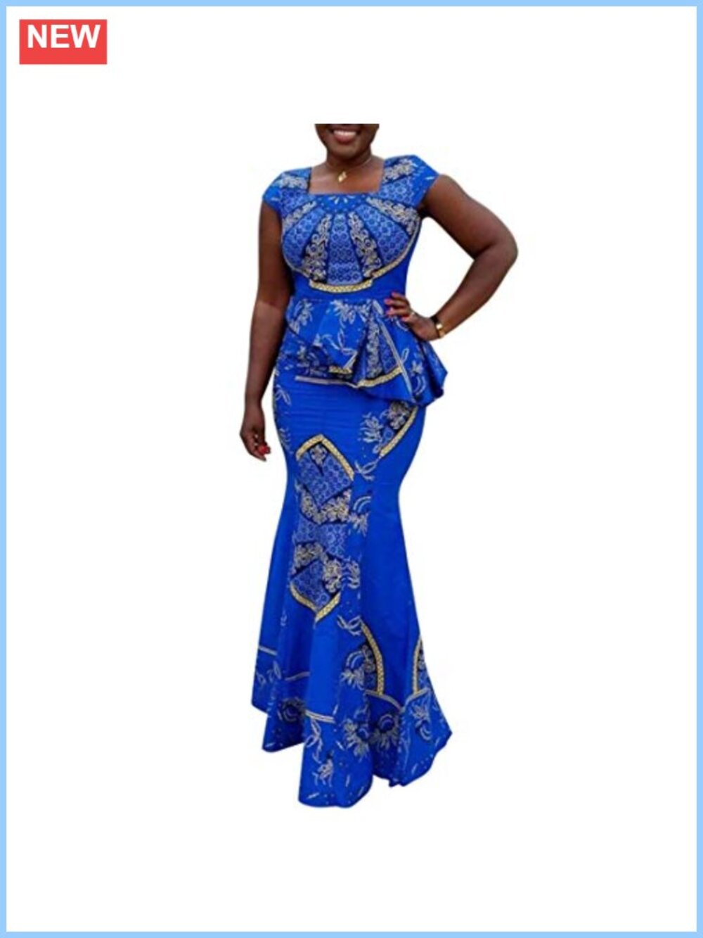 Polyester Twilled Satin Geometric Mermaid Maxi Dress Cap Sleeve